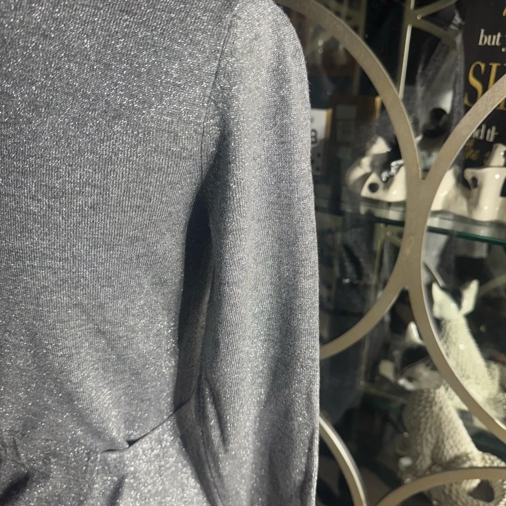 Cache Silver Mettalic Sweater Jacket S - Picture 5 of 9